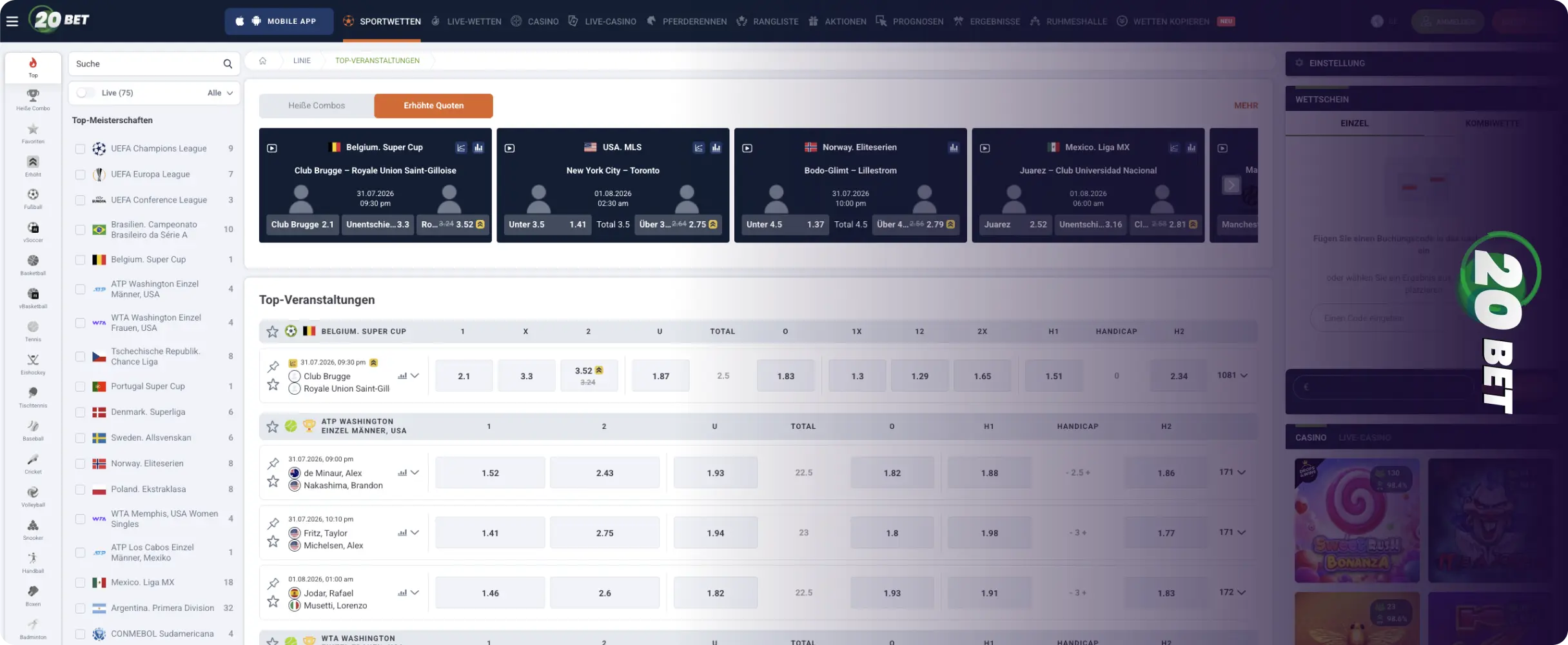 20Bet Gaming-Plattform